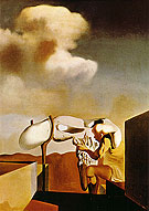 Average Atmospherocephalic Bureaucrat in the Act Milking a Cranial Harp 1933 - Salvador Dali