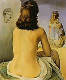 My Wife Naked Looking at her own Body which is Transformed into Steps Three Vertebrae of a Column Sky and Architecture 1945 - Salvador Dali reproduction oil painting