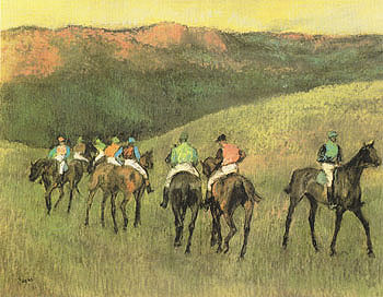 Race Horses in a Landscape 1894 - Edgar Degas reproduction oil painting