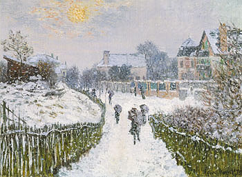 Boulevard St Denis Argentueil in Winter 1975 - Claude Monet reproduction oil painting