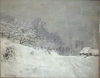 Near Honfleur Snow - Claude Monet reproduction oil painting