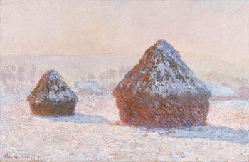 Wheatstacks Snow Effect Morning 1891 - Claude Monet reproduction oil painting