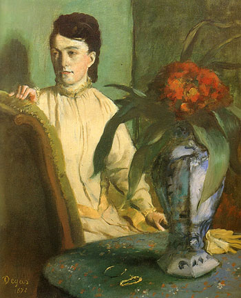 Woman With Chinese Vase 1872 - Edgar Degas reproduction oil painting