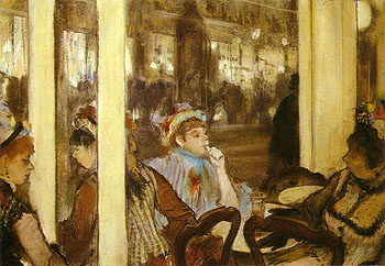 Woman on the Terrace of a Cafe in the Evening 1877 - Edgar Degas reproduction oil painting