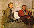 Violinist and Young Woman Holding the Music 1870 - Edgar Degas reproduction oil painting
