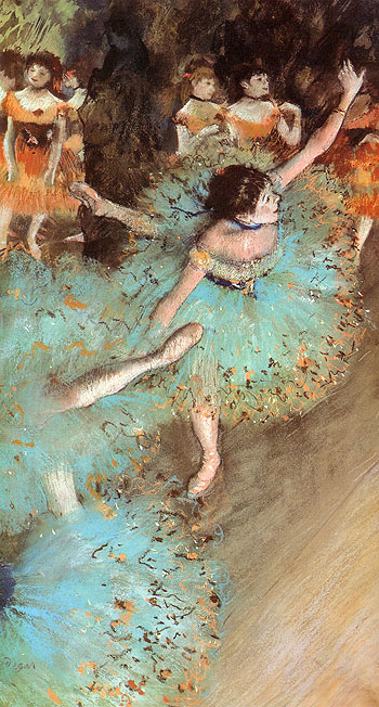 The Green Dancer Dancers on the Stage 1880 - Edgar Degas reproduction oil painting