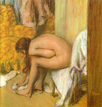 After the Bath Woman Drying Her Feet - Edgar Degas reproduction oil painting