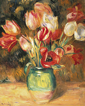 Vase of Tulips - Pierre Auguste Renoir reproduction oil painting