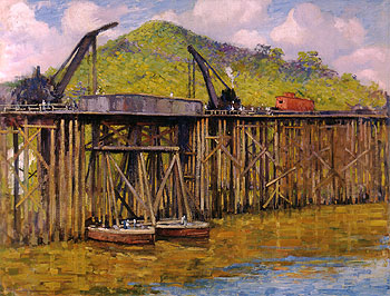 Moving the Trestles 1914 - Alson Skinner Clark reproduction oil painting