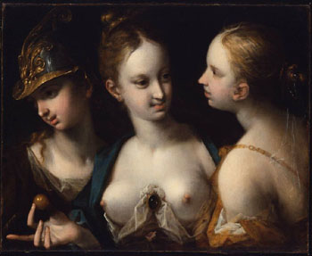 Pallas Athena Venus and Juno - Hans von Aachen reproduction oil painting