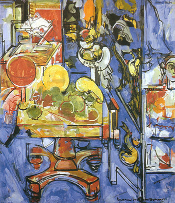 Still Life Table With Vases and Cupboard 1935 - Hans Hofmann reproduction oil painting