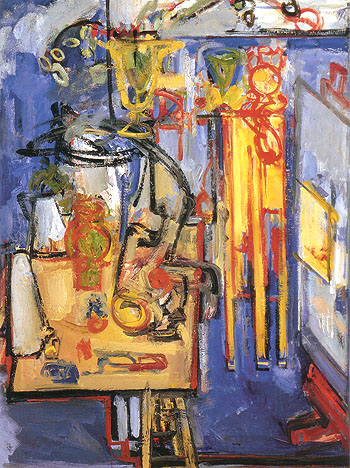 Interior still Life with Figure 1935 - Hans Hofmann reproduction oil painting