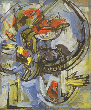 Still Life Blue Ground Fruitiere 1937 - Hans Hofmann reproduction oil painting