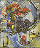 Still Life Blue Ground Fruitiere 1937 - Hans Hofmann reproduction oil painting