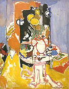 Round Table With Pipe Round Table Vases of Flowers - Hans Hofmann reproduction oil painting