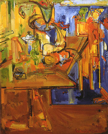 Still Life with Fruit and Coffee Pot 1940 - Hans Hofmann reproduction oil painting