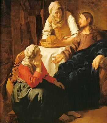 Christ in the House of Mary and Martha - Johannes Vermeer reproduction oil painting