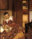 Girl Asleep at a Table 1657 - Johannes Vermeer reproduction oil painting