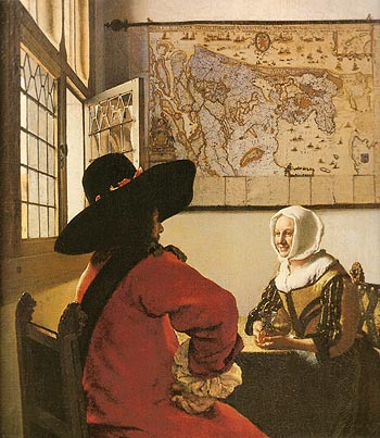 Soldier with a Laughing Girl 1658 - Johannes Vermeer reproduction oil painting