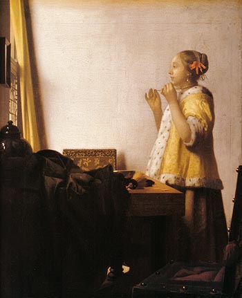 Girl with a Pearl Necklace - Johannes Vermeer reproduction oil painting