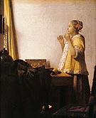 Girl with a Pearl Necklace - Johannes Vermeer reproduction oil painting