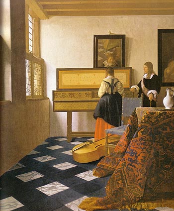 The Music Lesson 1664 - Johannes Vermeer reproduction oil painting
