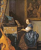 Lady Seated at a Virginal - Johannes Vermeer reproduction oil painting