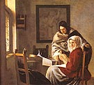 Girl Interrupted at Her Music - Johannes Vermeer reproduction oil painting