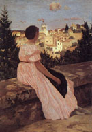 The Pink Dress 1864 - Frederic Bazille reproduction oil painting