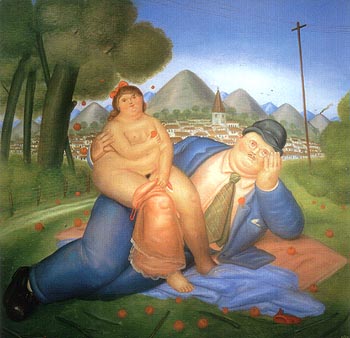 Loving Couple 1973 - Fernando Botero reproduction oil painting