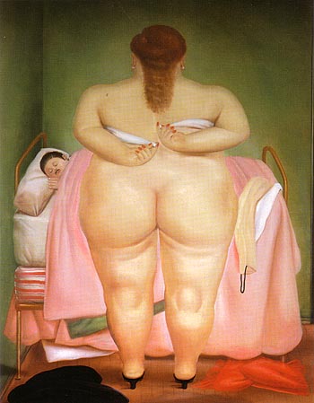 Woman Putting on her Brassiere 1976 - Fernando Botero reproduction oil painting