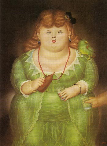 Woman with Porrot 1973 - Fernando Botero reproduction oil painting