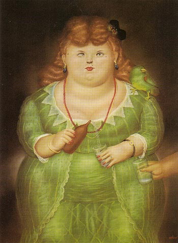 Woman with Porrot 1973 - Fernando Botero reproduction oil painting