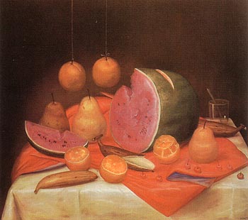 Still Life with Watermelon 1974 - Fernando Botero reproduction oil painting