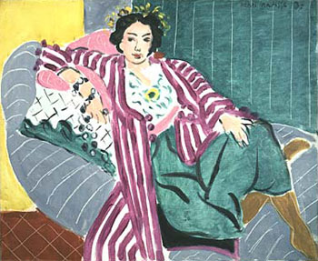 Odalisque on a Striped Coat, 1937 - Henri Matisse reproduction oil painting