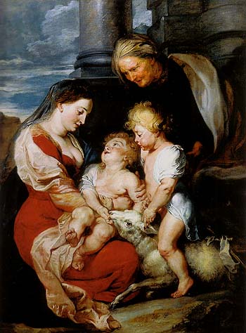 Madonna and Child with St Elizabeth and St john 1614 - Peter Paul Rubens reproduction oil painting