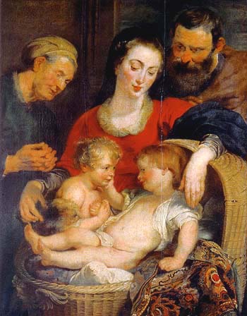 The Holy Family with St Elizabeth Madonna of the Masket 1614 - Peter Paul Rubens reproduction oil painting