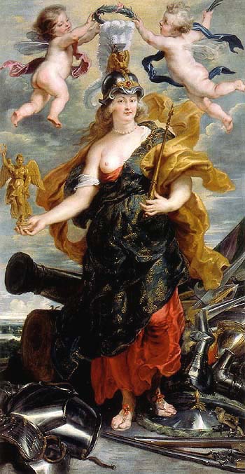 Marie de Medici as Bellona 1622 - Peter Paul Rubens reproduction oil painting