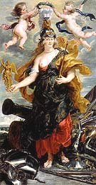 Marie de Medici as Bellona 1622 - Peter Paul Rubens reproduction oil painting