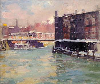 State Street Bridge Along the Chicago River 1906 - Alson Skinner Clark reproduction oil painting