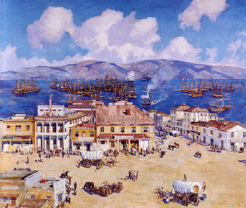 The Arrival of the Oregon at San Francisco 1925-26 - Alson Skinner Clark reproduction oil painting