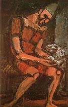 Old Clown with White Dog 1925 - George Rouault reproduction oil painting