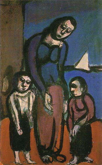 Hardships in the Suburbs A Mother and her Sons 1911 - George Rouault reproduction oil painting