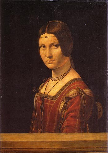 Portrait of an Unknown Woman La Belle Ferroniere - Leonardo da Vinci reproduction oil painting