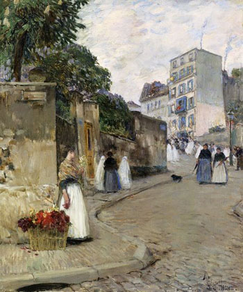 Rue Montmartre Paris - Childe Hassam reproduction oil painting