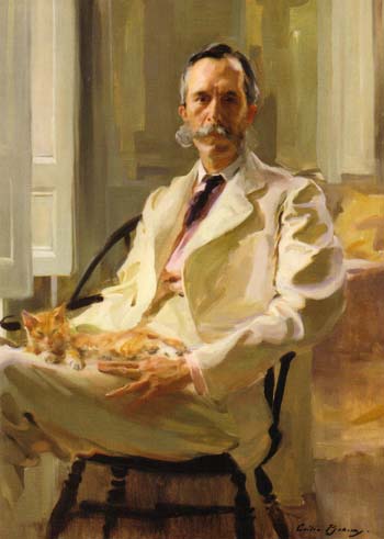 Man with the Cat Henry Sturgis Drinker 1898 - Cecilia Beaux reproduction oil painting