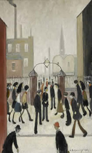Outside the Factory Gates - L-S-Lowry reproduction oil painting