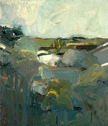 Houses and Hills 1957 - Elmer Bischoff reproduction oil painting