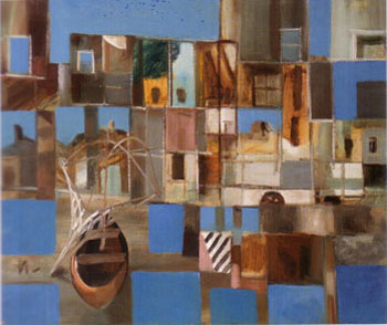 Boats and facades ltaly c 1950 - Sidney Nolan reproduction oil painting