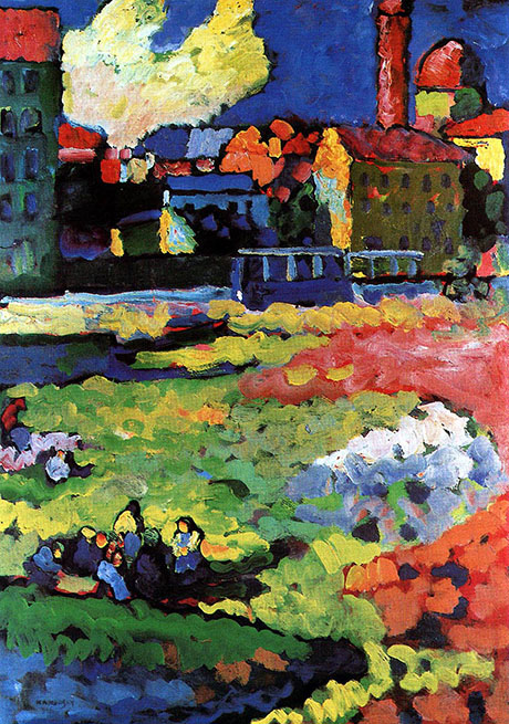 Munich Schwabing with Church of St Ursula 1908 - Wassily Kandinsky reproduction oil painting
